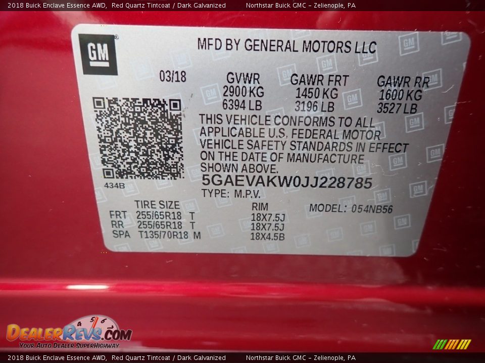 2018 Buick Enclave Essence AWD Red Quartz Tintcoat / Dark Galvanized Photo #15