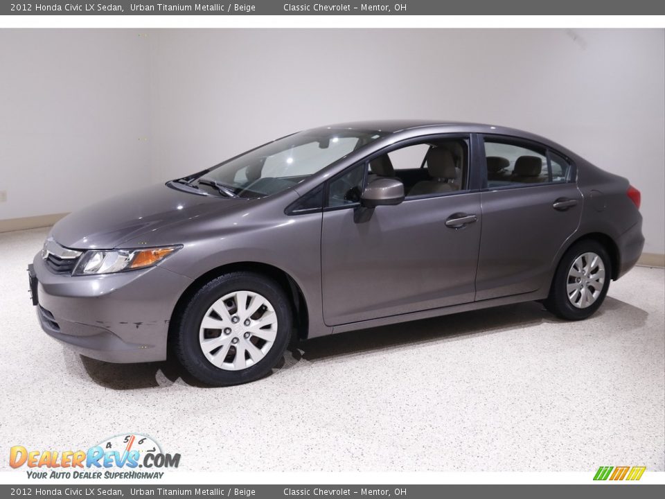 2012 Honda Civic LX Sedan Urban Titanium Metallic / Beige Photo #3