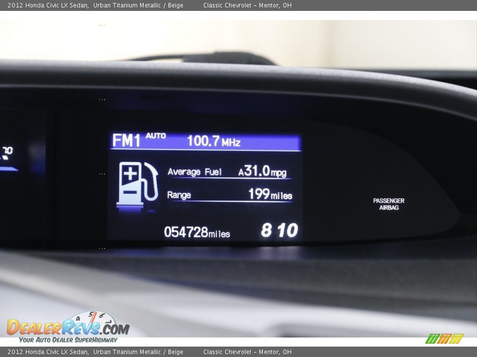 2012 Honda Civic LX Sedan Urban Titanium Metallic / Beige Photo #11