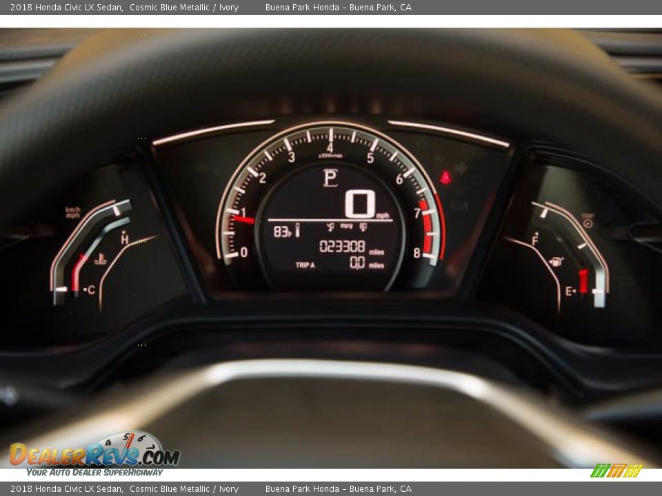 2018 Honda Civic LX Sedan Cosmic Blue Metallic / Ivory Photo #28