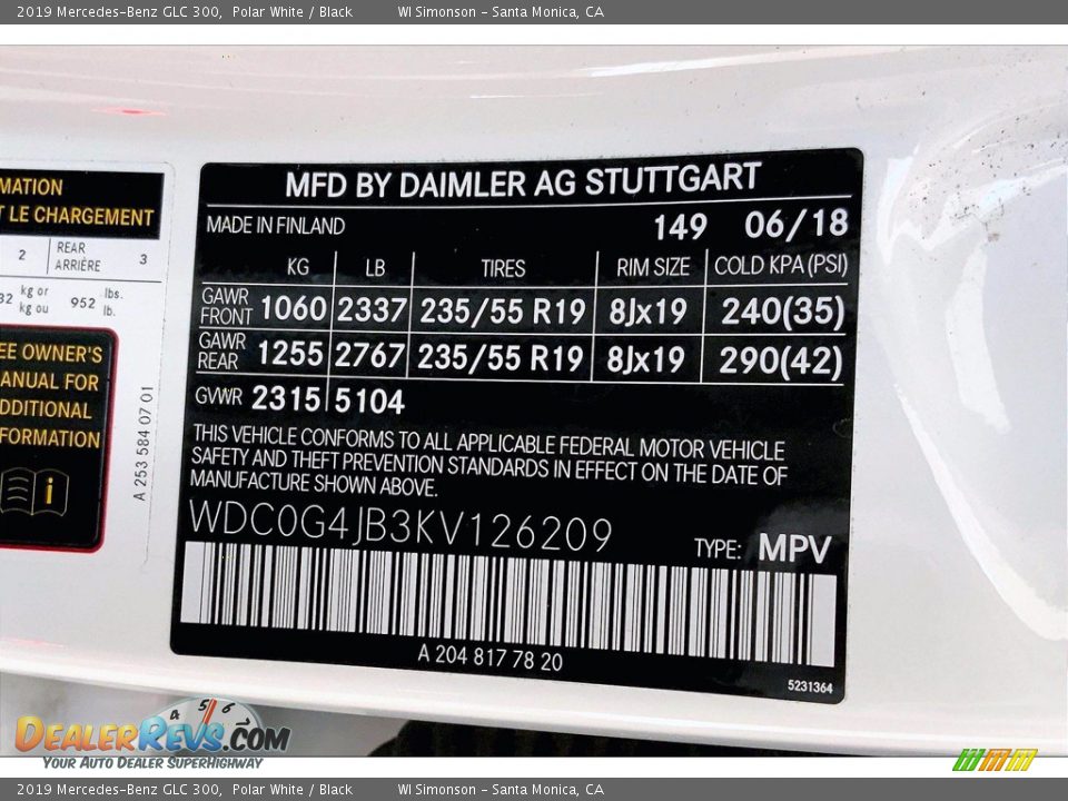 2019 Mercedes-Benz GLC 300 Polar White / Black Photo #33