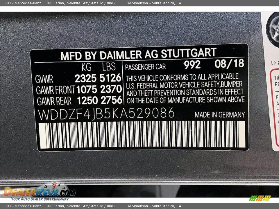 2019 Mercedes-Benz E 300 Sedan Selenite Grey Metallic / Black Photo #33