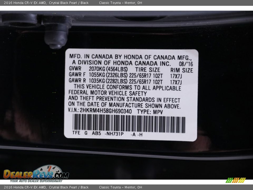 2016 Honda CR-V EX AWD Crystal Black Pearl / Black Photo #22