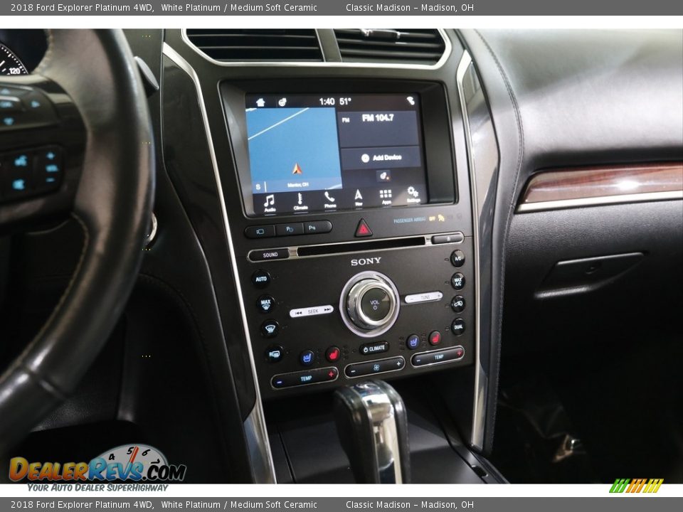 2018 Ford Explorer Platinum 4WD White Platinum / Medium Soft Ceramic Photo #10