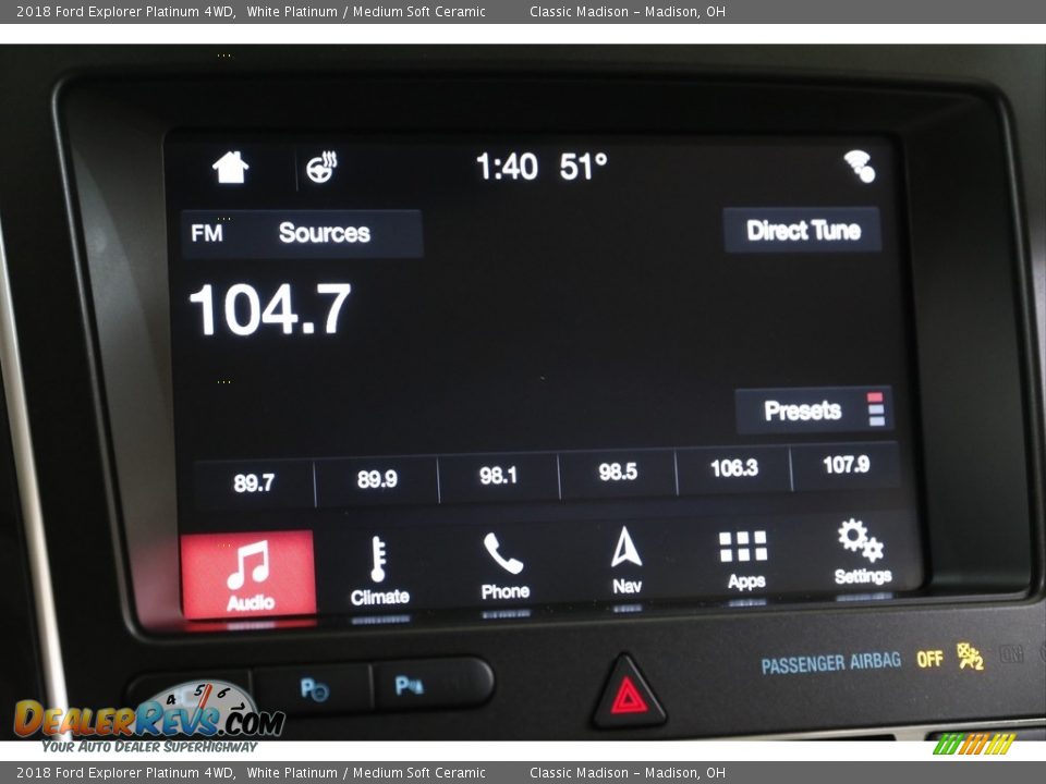 2018 Ford Explorer Platinum 4WD White Platinum / Medium Soft Ceramic Photo #11