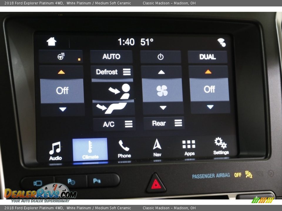 2018 Ford Explorer Platinum 4WD White Platinum / Medium Soft Ceramic Photo #12