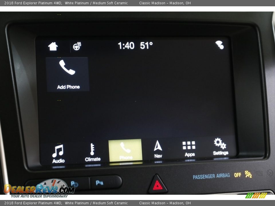 2018 Ford Explorer Platinum 4WD White Platinum / Medium Soft Ceramic Photo #13