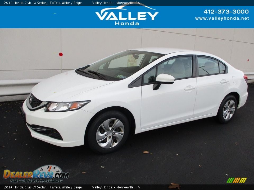 2014 Honda Civic LX Sedan Taffeta White / Beige Photo #1