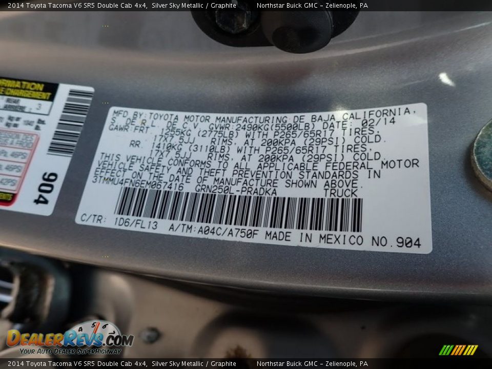 2014 Toyota Tacoma V6 SR5 Double Cab 4x4 Silver Sky Metallic / Graphite Photo #15