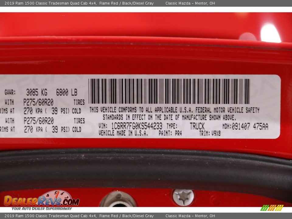 2019 Ram 1500 Classic Tradesman Quad Cab 4x4 Flame Red / Black/Diesel Gray Photo #20