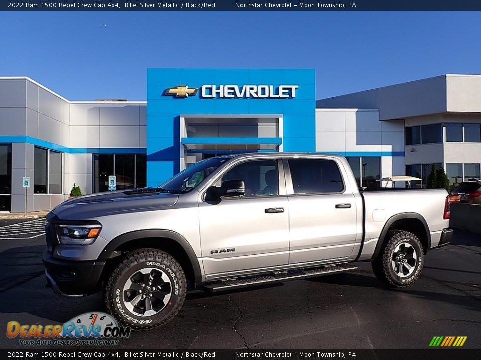 2022 Ram 1500 Rebel Crew Cab 4x4 Billet Silver Metallic / Black/Red Photo #1