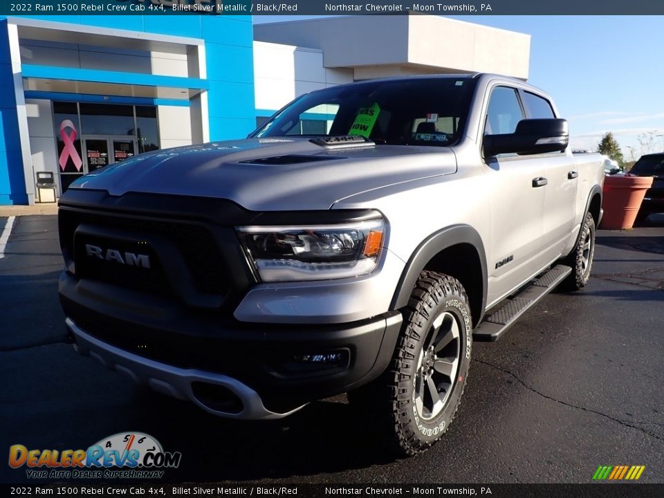 2022 Ram 1500 Rebel Crew Cab 4x4 Billet Silver Metallic / Black/Red Photo #2