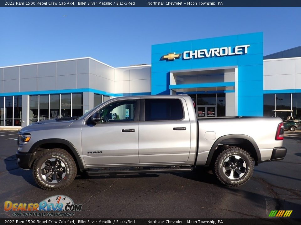 2022 Ram 1500 Rebel Crew Cab 4x4 Billet Silver Metallic / Black/Red Photo #3