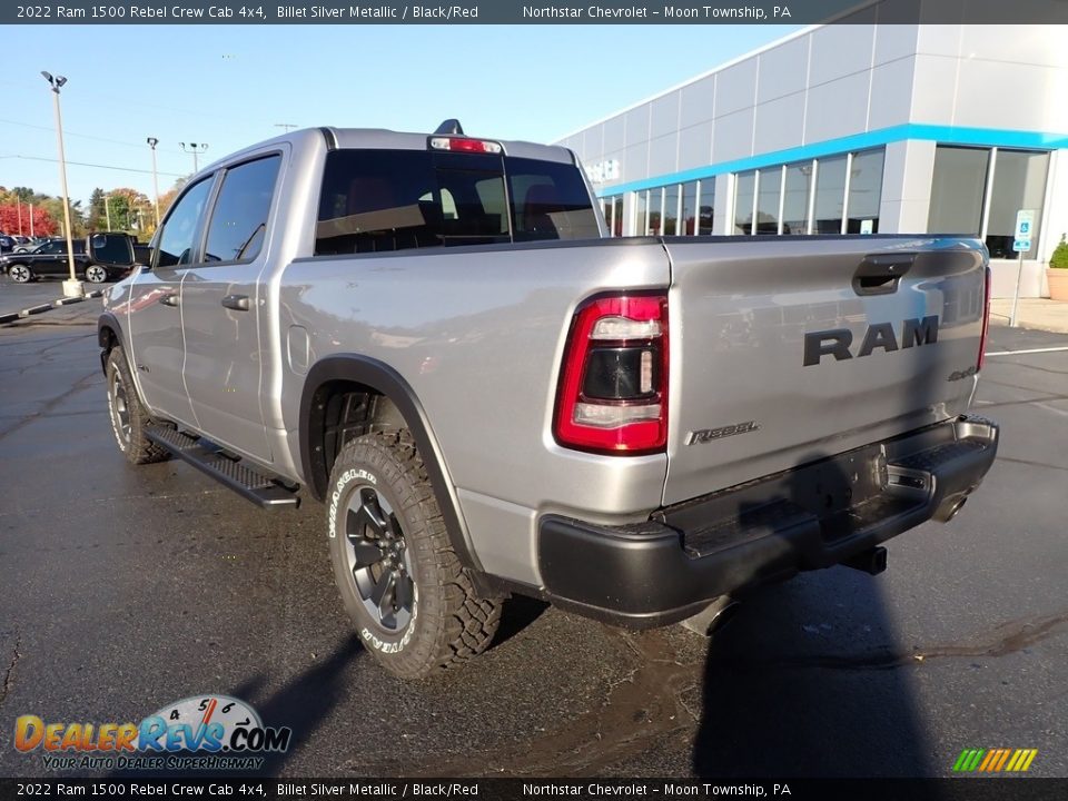 2022 Ram 1500 Rebel Crew Cab 4x4 Billet Silver Metallic / Black/Red Photo #4