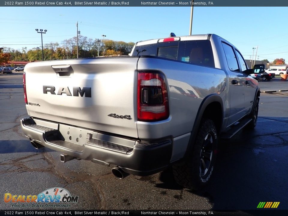 2022 Ram 1500 Rebel Crew Cab 4x4 Billet Silver Metallic / Black/Red Photo #7