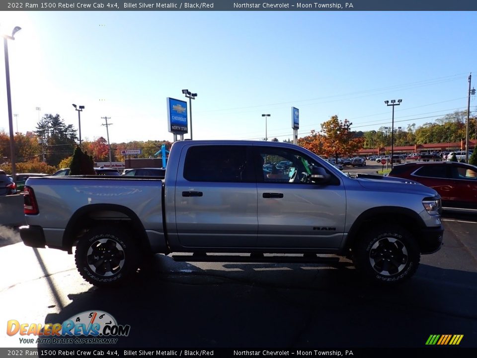 2022 Ram 1500 Rebel Crew Cab 4x4 Billet Silver Metallic / Black/Red Photo #9