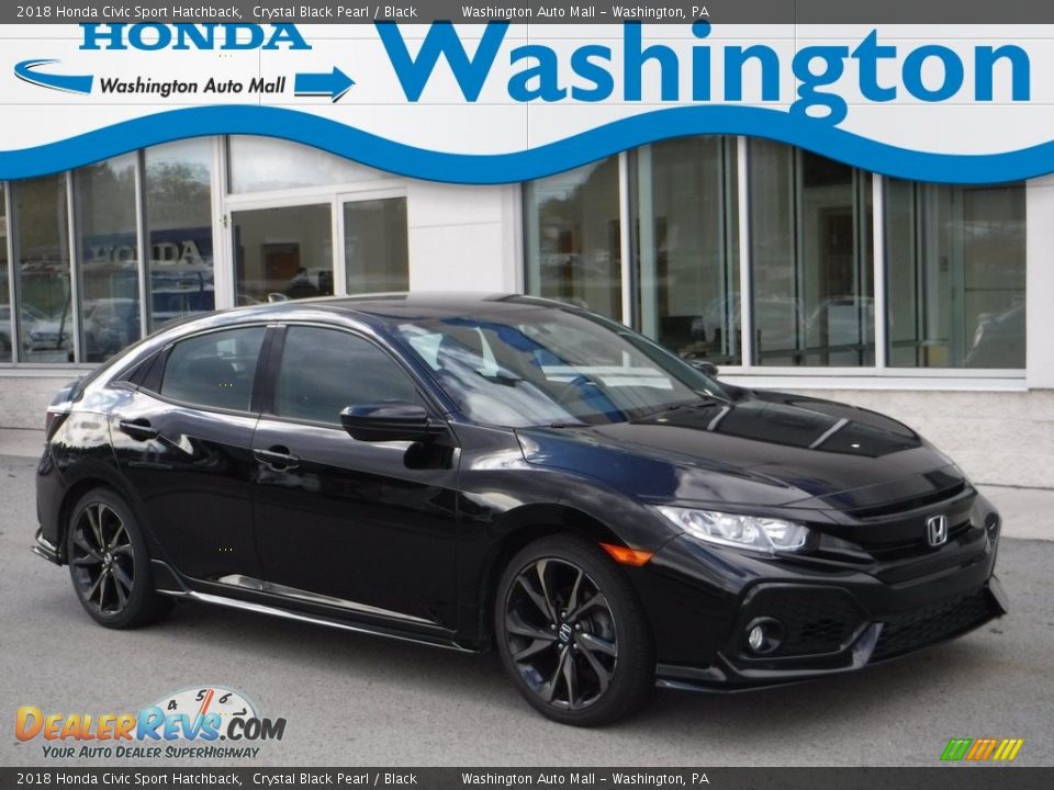 2018 Honda Civic Sport Hatchback Crystal Black Pearl / Black Photo #1