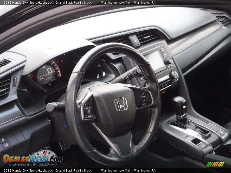 2018 Honda Civic Sport Hatchback Crystal Black Pearl / Black Photo #10