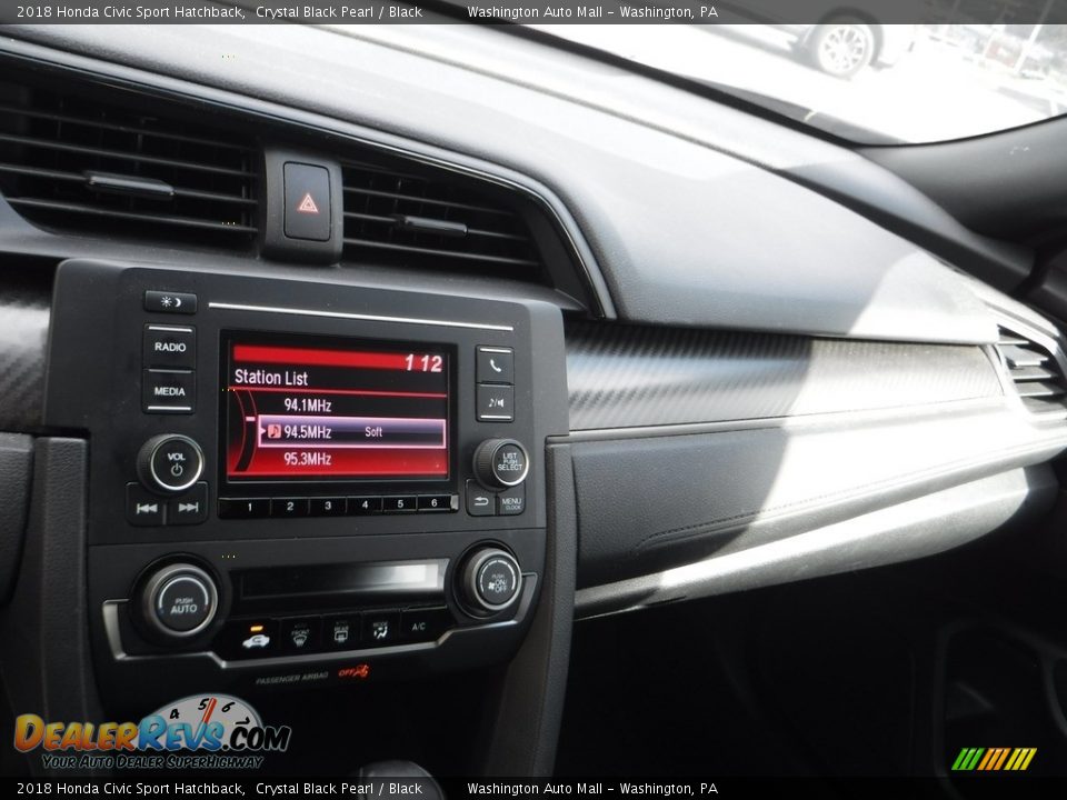 2018 Honda Civic Sport Hatchback Crystal Black Pearl / Black Photo #16