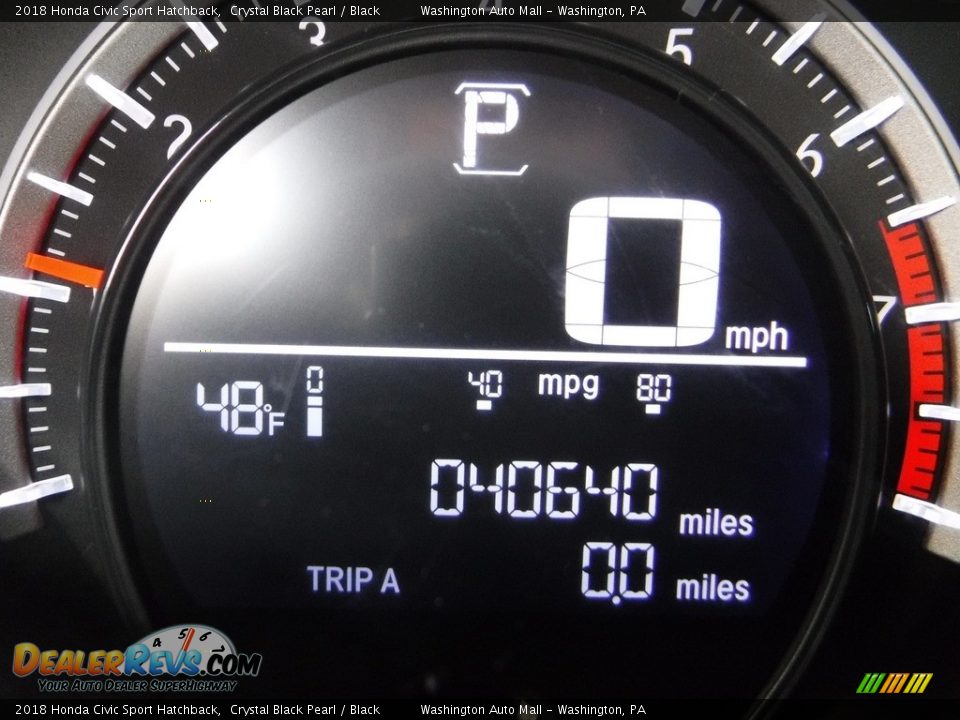 2018 Honda Civic Sport Hatchback Crystal Black Pearl / Black Photo #28