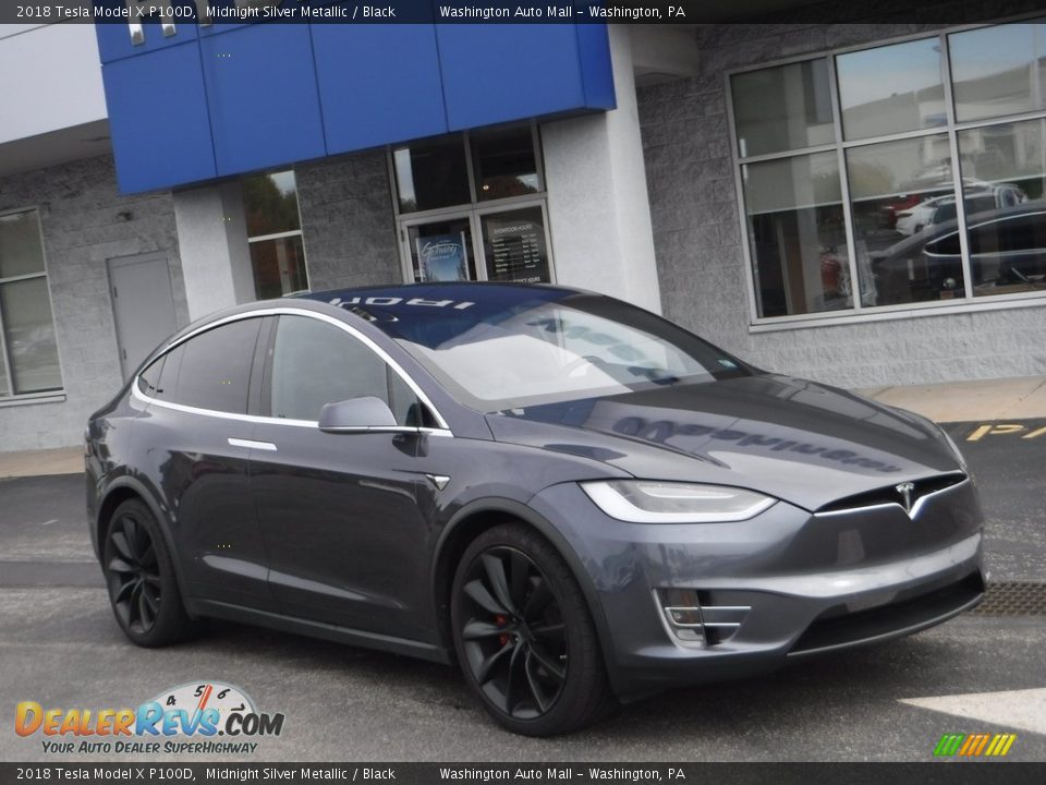 2018 Tesla Model X P100D Midnight Silver Metallic / Black Photo #1