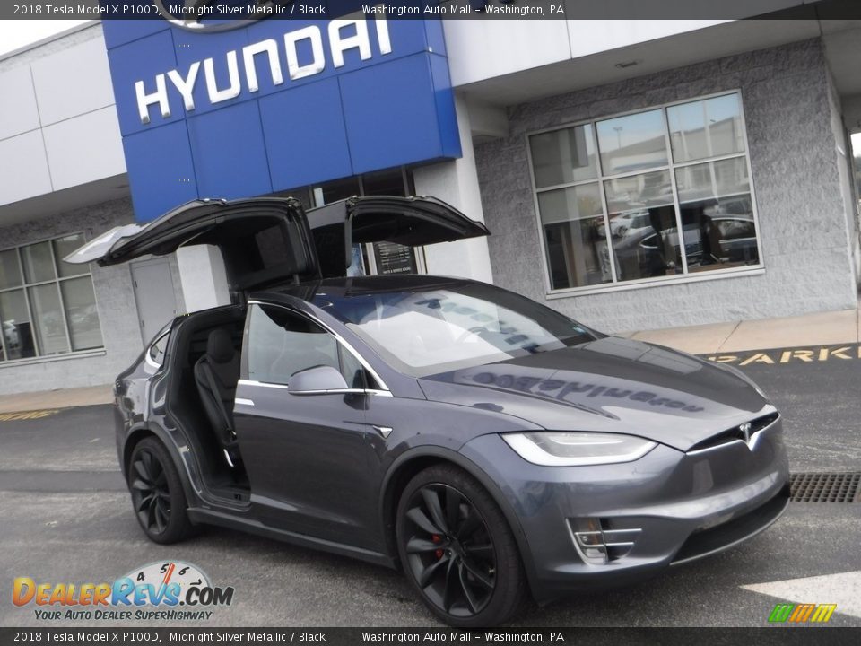 2018 Tesla Model X P100D Midnight Silver Metallic / Black Photo #2