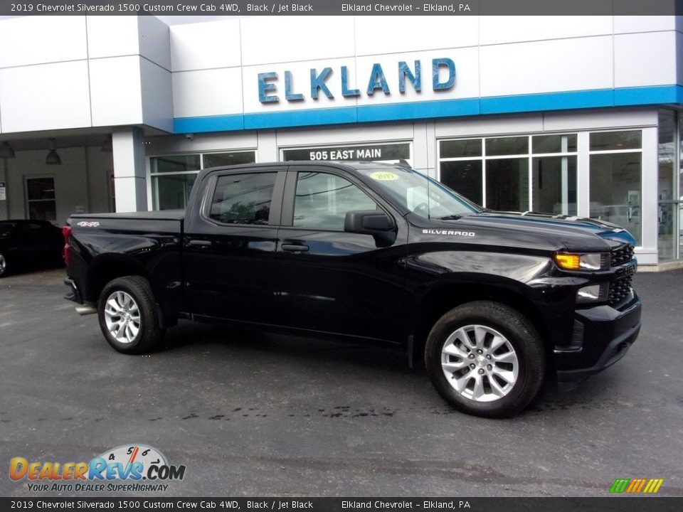 2019 Chevrolet Silverado 1500 Custom Crew Cab 4WD Black / Jet Black Photo #1