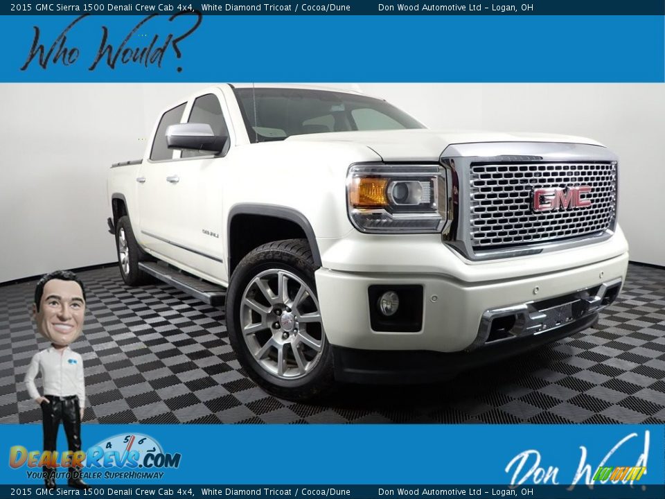 2015 GMC Sierra 1500 Denali Crew Cab 4x4 White Diamond Tricoat / Cocoa/Dune Photo #1