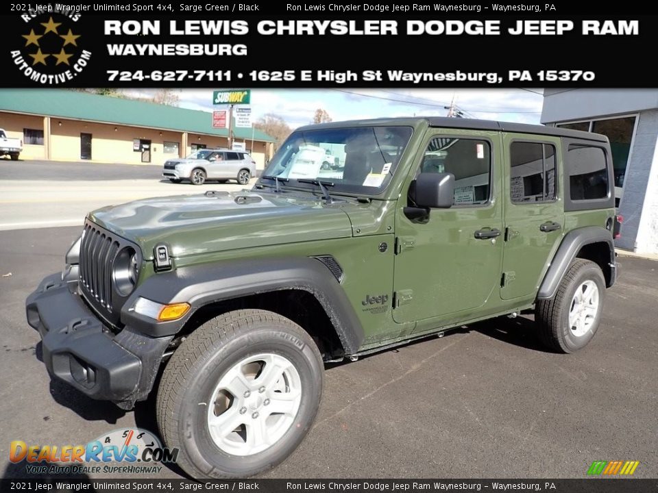 2021 Jeep Wrangler Unlimited Sport 4x4 Sarge Green / Black Photo #1