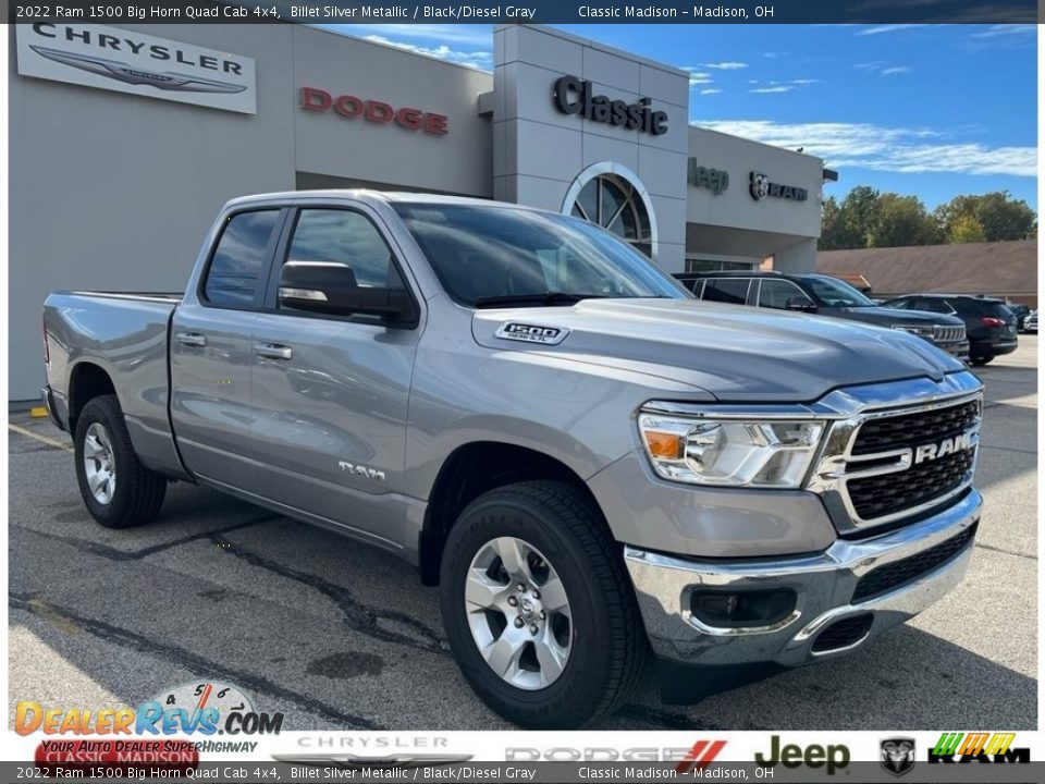 2022 Ram 1500 Big Horn Quad Cab 4x4 Billet Silver Metallic / Black/Diesel Gray Photo #1