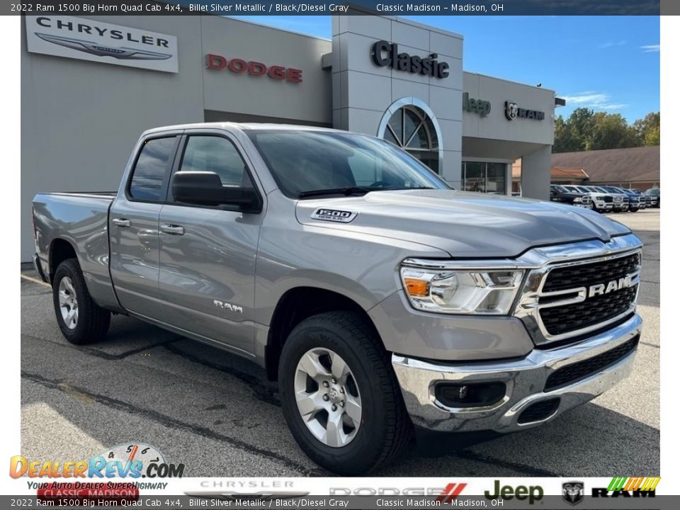 2022 Ram 1500 Big Horn Quad Cab 4x4 Billet Silver Metallic / Black/Diesel Gray Photo #1