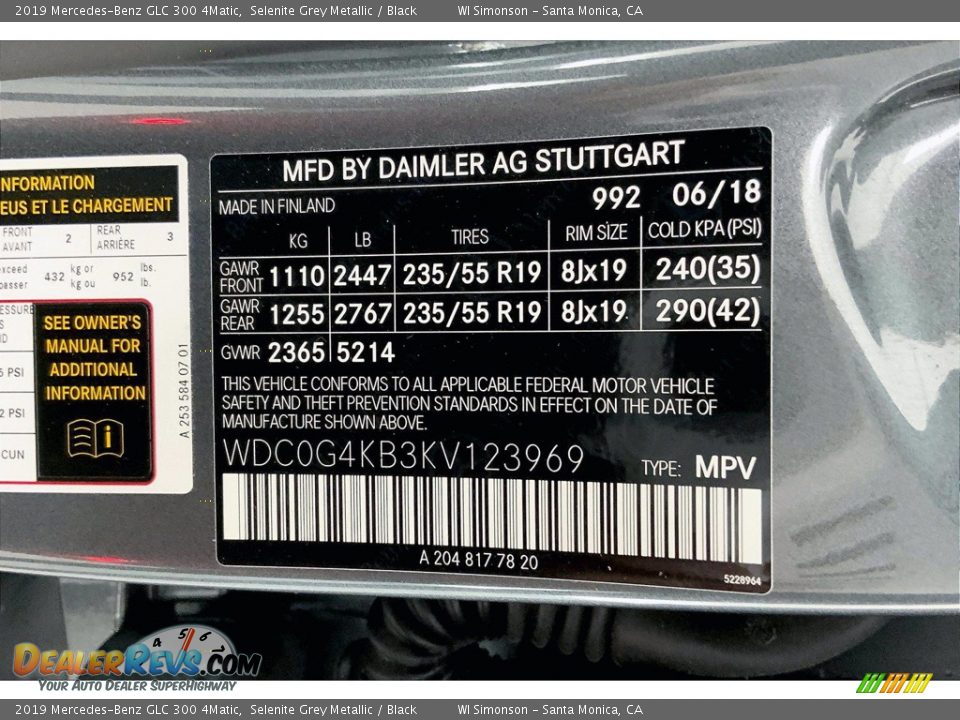 2019 Mercedes-Benz GLC 300 4Matic Selenite Grey Metallic / Black Photo #33