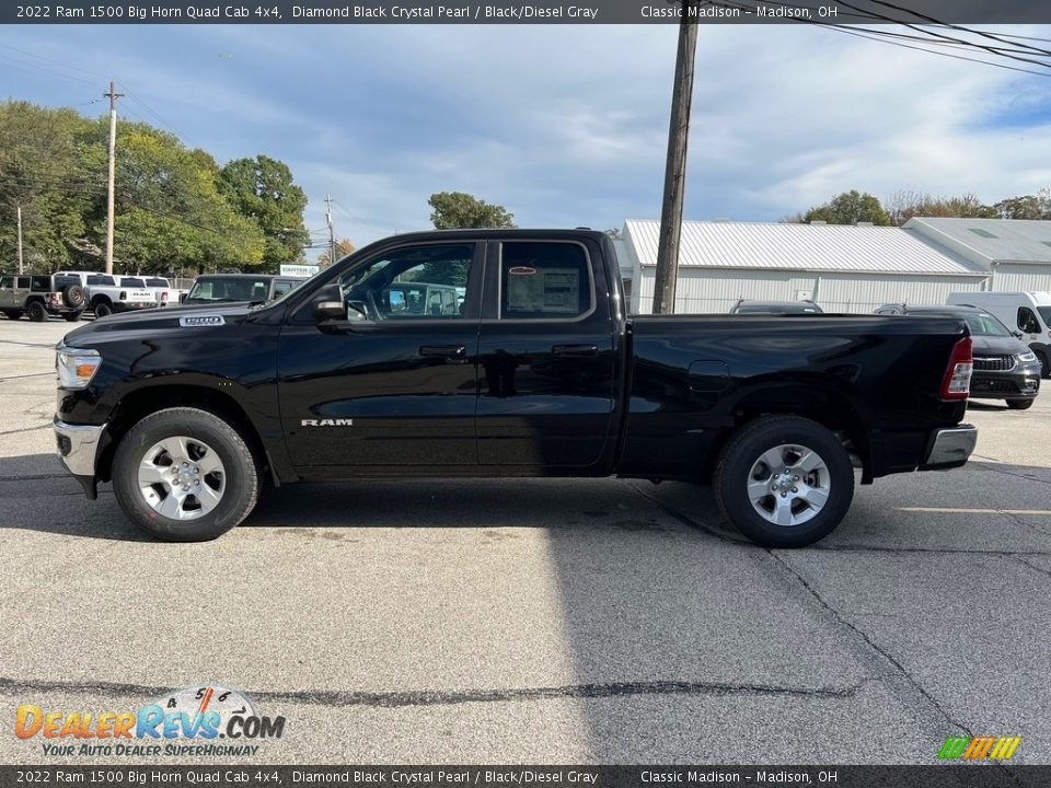 2022 Ram 1500 Big Horn Quad Cab 4x4 Diamond Black Crystal Pearl / Black/Diesel Gray Photo #8