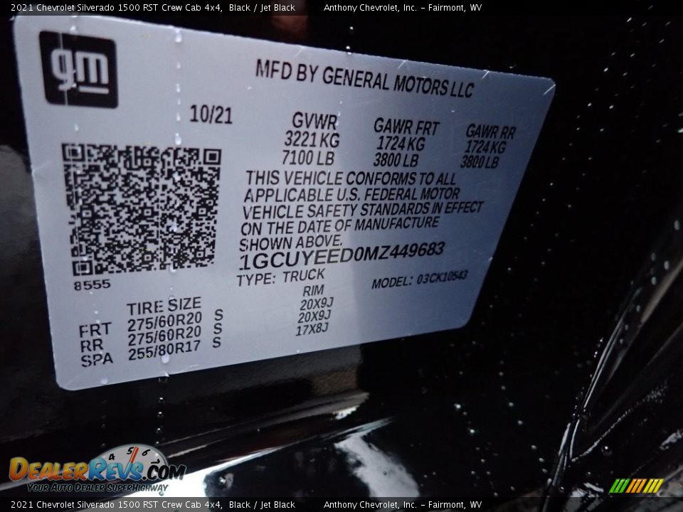 2021 Chevrolet Silverado 1500 RST Crew Cab 4x4 Black / Jet Black Photo #15