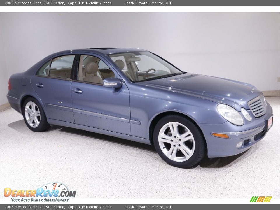 2005 Mercedes-Benz E 500 Sedan Capri Blue Metallic / Stone Photo #1
