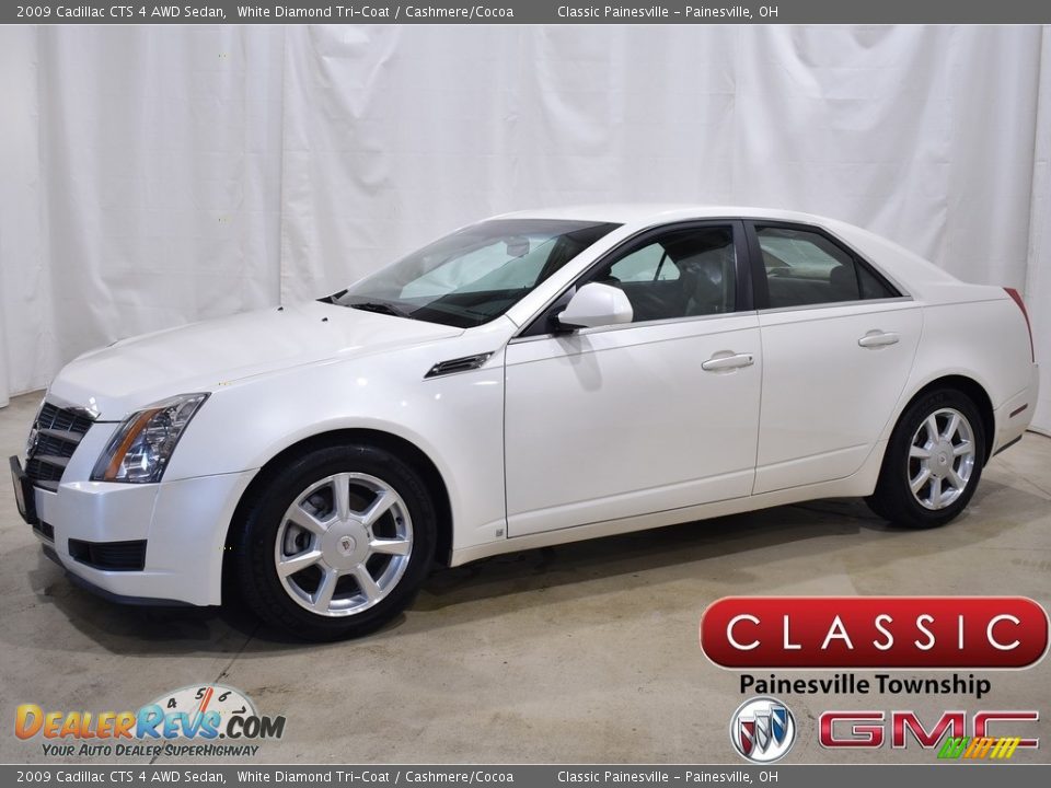 2009 Cadillac CTS 4 AWD Sedan White Diamond Tri-Coat / Cashmere/Cocoa Photo #1