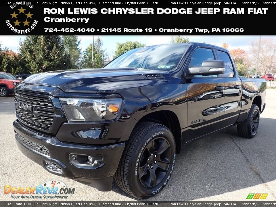 2022 Ram 1500 Big Horn Night Edition Quad Cab 4x4 Diamond Black Crystal Pearl / Black Photo #1