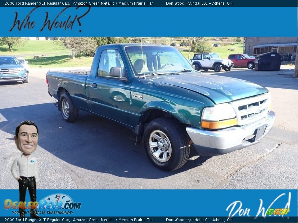 2000 Ford Ranger XLT Regular Cab Amazon Green Metallic / Medium Prairie Tan Photo #1