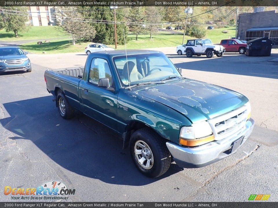 2000 Ford Ranger XLT Regular Cab Amazon Green Metallic / Medium Prairie Tan Photo #2