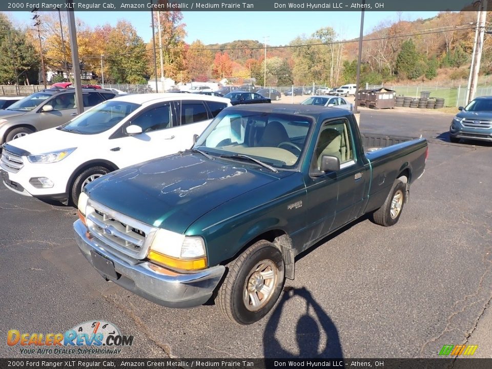 2000 Ford Ranger XLT Regular Cab Amazon Green Metallic / Medium Prairie Tan Photo #7