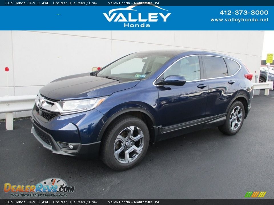 2019 Honda CR-V EX AWD Obsidian Blue Pearl / Gray Photo #1