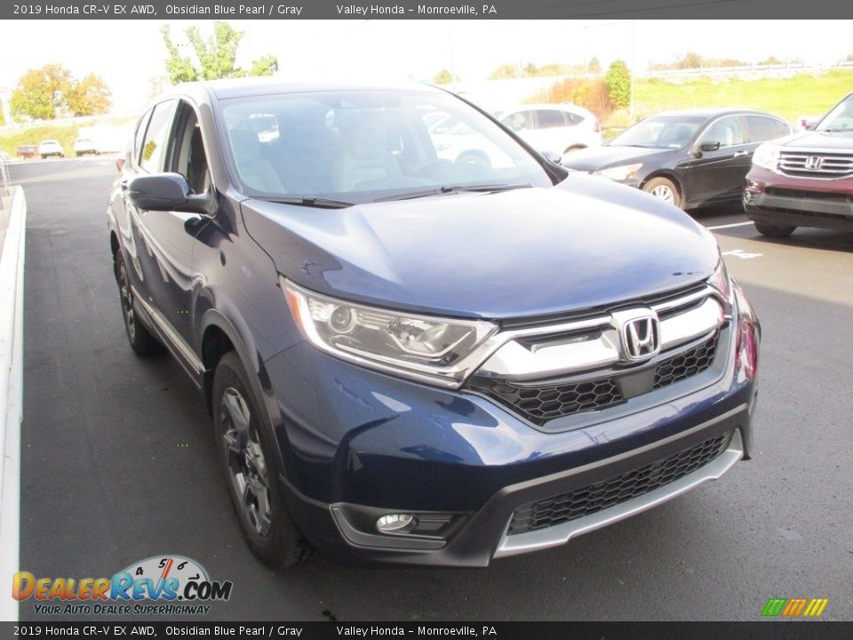 2019 Honda CR-V EX AWD Obsidian Blue Pearl / Gray Photo #8