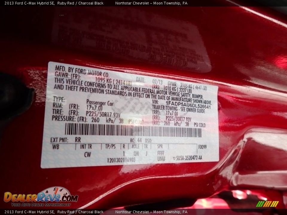 2013 Ford C-Max Hybrid SE Ruby Red / Charcoal Black Photo #29