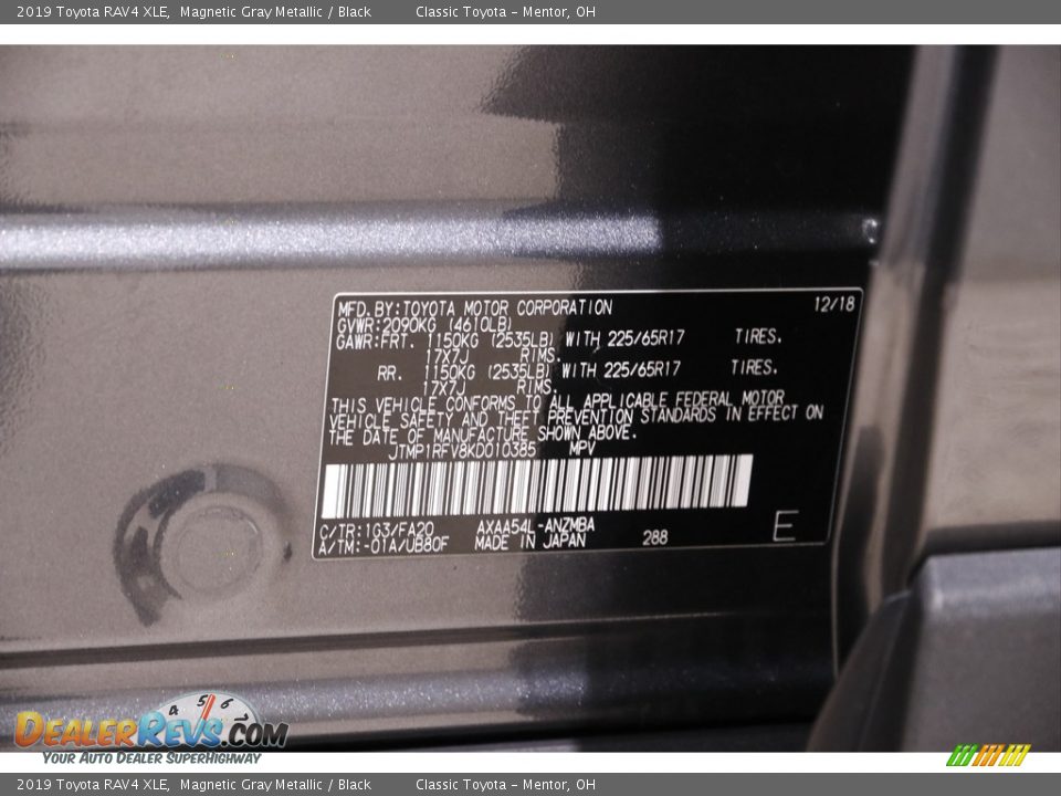 2019 Toyota RAV4 XLE Magnetic Gray Metallic / Black Photo #19