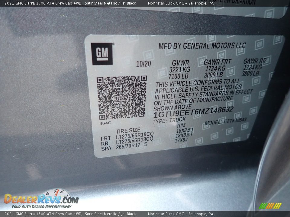 2021 GMC Sierra 1500 AT4 Crew Cab 4WD Satin Steel Metallic / Jet Black Photo #14