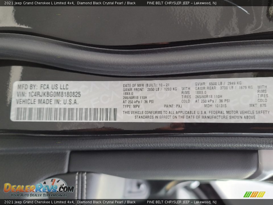 2021 Jeep Grand Cherokee L Limited 4x4 Diamond Black Crystal Pearl / Black Photo #15