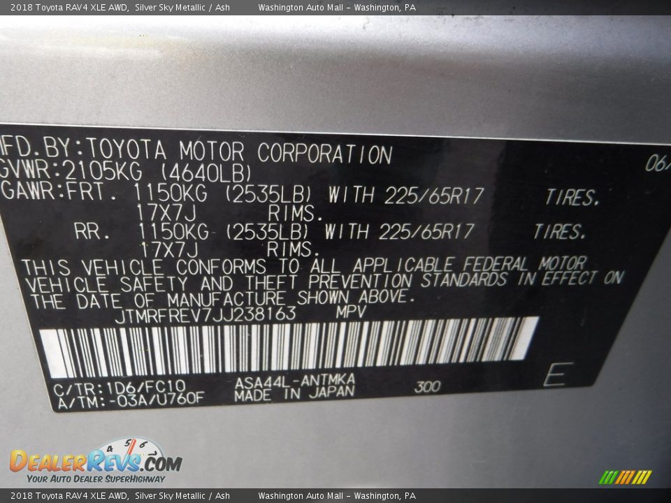 2018 Toyota RAV4 XLE AWD Silver Sky Metallic / Ash Photo #32