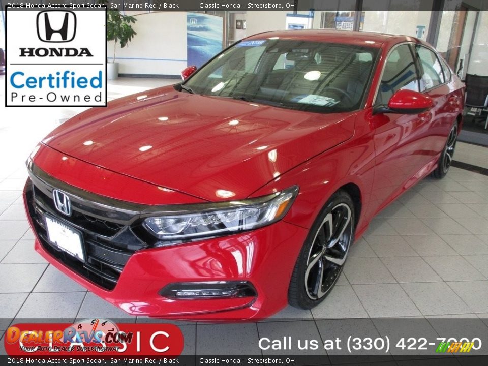 2018 Honda Accord Sport Sedan San Marino Red / Black Photo #1