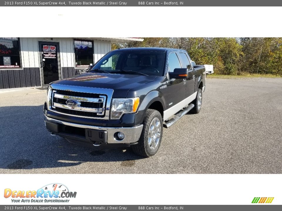 2013 Ford F150 XL SuperCrew 4x4 Tuxedo Black Metallic / Steel Gray Photo #3