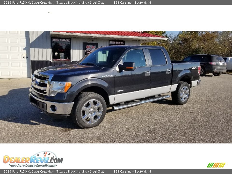 2013 Ford F150 XL SuperCrew 4x4 Tuxedo Black Metallic / Steel Gray Photo #4